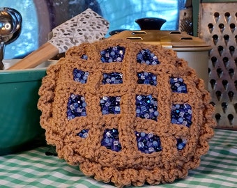 Crochet Beaded Blueberry Pie Decor
