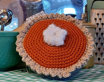 Crochet Beaded Pumpkin Pie Decor