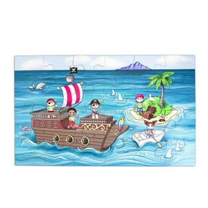 Ahoy! A 24-Piece Pirate Themed Puzzle for Toddlers & Preschoolers - 11"x19"  Made in the USA