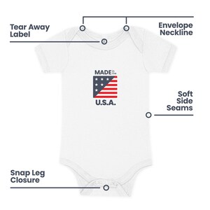 100% Airlume Combed, Ring-Spun Cotton Onesie - Made in the USA (Size 6-12 mo) image 3