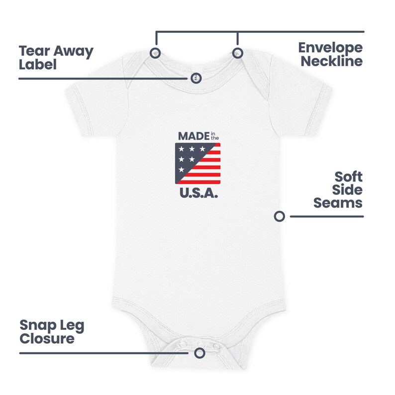100% Airlume Combed, Ring-Spun Cotton Onesie - Made in the USA (Size 6-12 mo) image 3