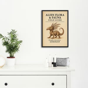 Alien Fantasy Poster – Panoplos Draconites – Vintage Scientific Illustration, Sci-Fi Wall Art