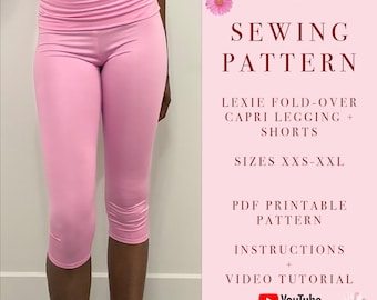 Foldover Capri Legging Sewing Pattern | Sizes XXS–XXL | A0 + A4 PDF | Beginner