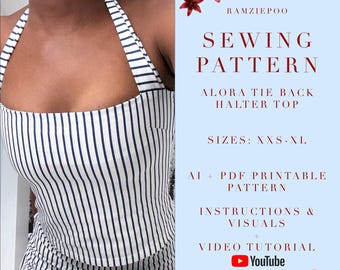 Halter Top Sewing Pattern | Sizes XXS–XL | A0 + A4 PDF |