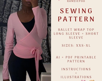 Ballet Wrap Top Sewing Pattern | Pilates core Outfit | Sizes XXS–XL | Beginner Friendly