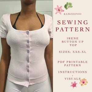 Aansluitende top met knopen | Maten XXS–XL | A4-pdf-bestand | Naaien voor beginners