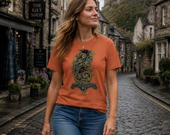 Scottish Raven Celtic Knot T-Shirt, Gaelic Scotland Heritage Tee