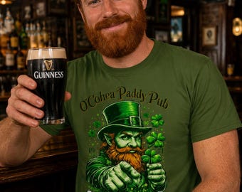 Maglietta O'Cohea Paddy Pub, maglietta con grafica di un folletto irlandese, giorno di San Patrizio, orgoglio della birra celtica