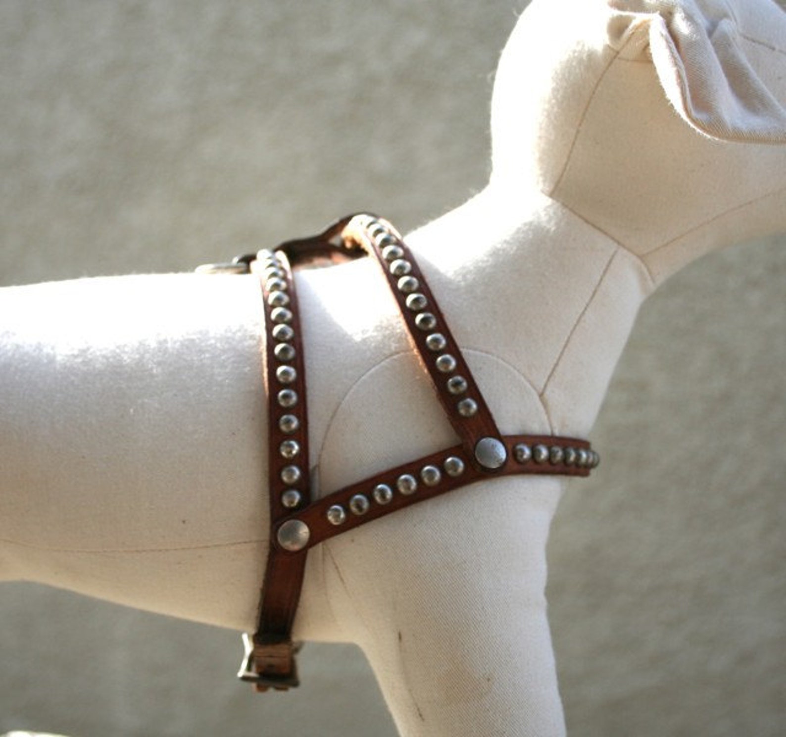 Vintage Leather Studded Small Dog Harness Etsy