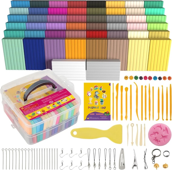 Polymer Clay 50 Colors Set – Oven Bake Modeling Clay Kit with Tools, Non-Sticky DIY Starter Kit for Kids & Artists