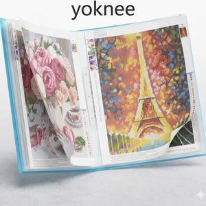 A3 Diamond Art Storage Book with 30 Pocket Sleeves, Diamond Painting Portfolio Folder 16.9x12.4in Organizer for Kits Accessories