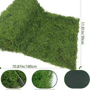 Fake Moss Rug Roll 12x71in Artificial Moss Mat Dark Green Faux Grass Blanket for Planters DIY Fairy Garden Decor Wedding Table Runner image 2
