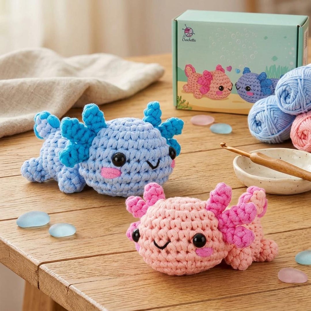 Beginner Crochet Kit, Axolotl Amigurumi, DIY Craft Project (video ...