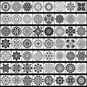 56PCS Mandala Dot Painting Stencils Reusable Rock Painting Templates for Wood Canvas Furniture DIY Crafts 3.6 Inch