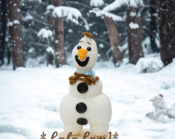 Handmade Crochet Snowman Doll – Amigurumi Olaf Inspired Plush, Frozen Gift, Winter Decor Toy - 16cm