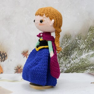 Muñeca de ganchillo de la princesa Anna: Amigurumi hecho a mano, regalo para fans de Frozen imagen 6