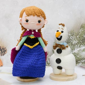Muñeca de ganchillo de la princesa Anna: Amigurumi hecho a mano, regalo para fans de Frozen imagen 8