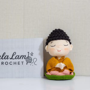 Handmade Crochet Little Buddha Doll – Amigurumi Meditation Decor, Zen Spiritual Gift, Peaceful Plush