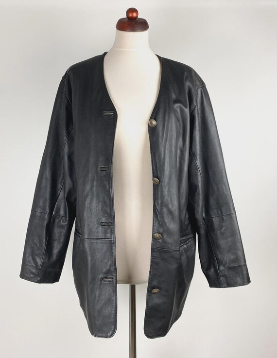 Vintage Ledermantel,Ledermantel,Schwarzer Ledermantel,Leder,Damenmantel, leather coat,Vintage Mantel,Retro Mantel,Biker Jacke,Jacke