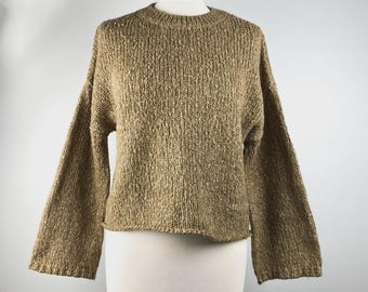 Suéter vintage, suéter oversize, suéter de los 80, suéter con estampado extravagante, suéter de cuello redondo, suéter oversize, suéter marrón, suéter XS