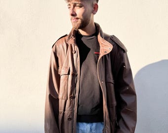 Vintage Lederjacke,Hein Gericke,Hirschleder,Lederjacke,Vintage Lederjacke Braun,Lederjacke.Bikerjacke,braune Lederjacke,Oversize jacke,
