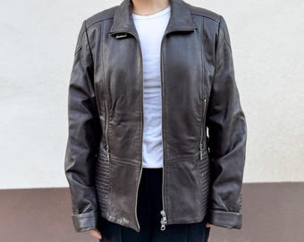 Vintage leather jacket, leather jacket, brown leather jacket, leather, women's jacket, leather goods, leather jacket, vintage jacket, retro jacket, biker jacket, jacket