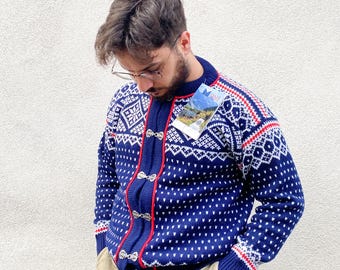 Vintage cardigan, DALE OF NORWAY, Oversized pullover, Oversized, 80s pullover, Crazy pattern pullover, Norway pullover, Virgin wool