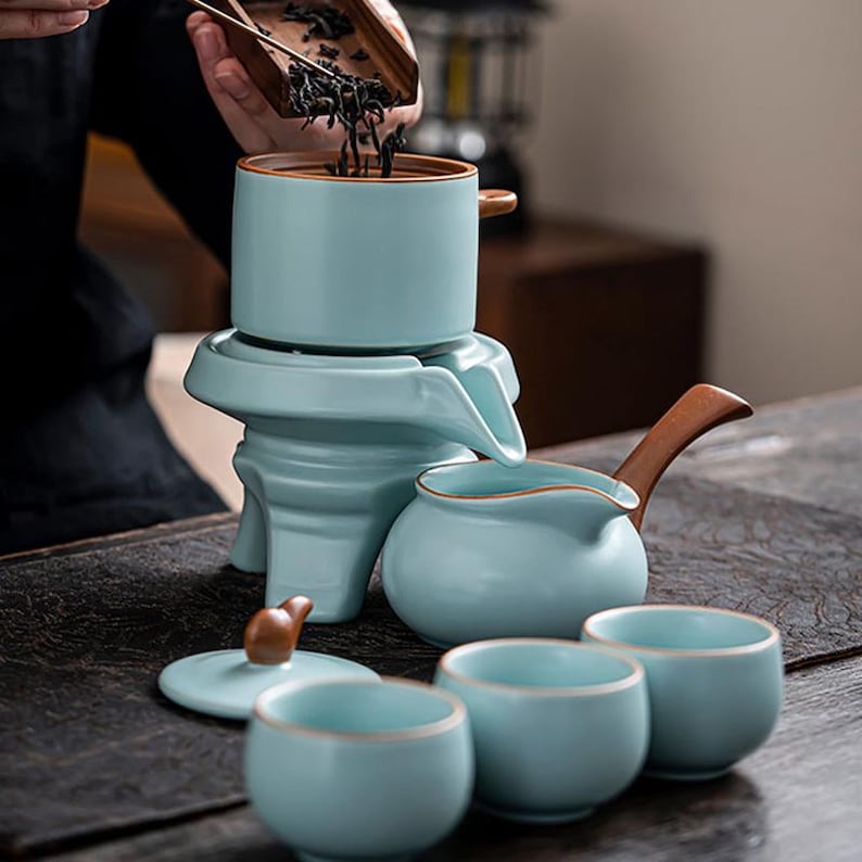 Revolving Tea Cup Set Automatic Ceramic Tea Set | Kung Fu Tea Set | Minimalist Tea Set ...