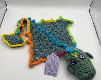 Green Crochet Dragon Cuddle Plushie Toy, Dragon Comforter, Chenille Yarn Snuggle Toy, Handmade Familiar Fantasy Creature, Wearable Dragon