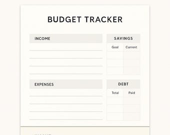 GlowDesk Budget Tracker | Printable Budget Planner | Monthly Income & Expense Tracker | Savings + Debt Log | Digital Finance Tool