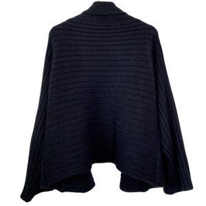 Free People Sz Medium Cardigan Sweater Vtg Wool Chunky Black Open Preppy Causal afbeelding 4
