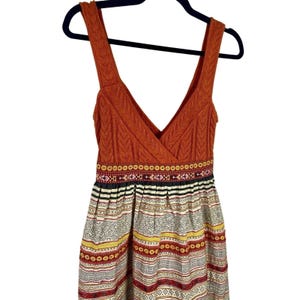 NWT Y2K Free People Mini Dress Sz 4 Small RARE Boho Chic Western Babydoll Aztec image 7