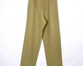 Vtg Silk Linen Trouser Pants Sz 1 Tan Brown 26 x 31 Coastal Lightweight Stretch