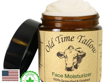 Organic Tallow Face Moisturizer 100% Grass Fed USA Made Natural Anti Aging Cream