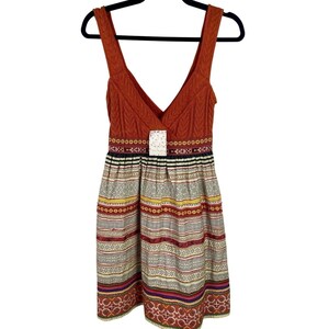 NWT Y2K Free People Mini Dress Sz 4 Small RARE Boho Chic Western Babydoll Aztec image 2