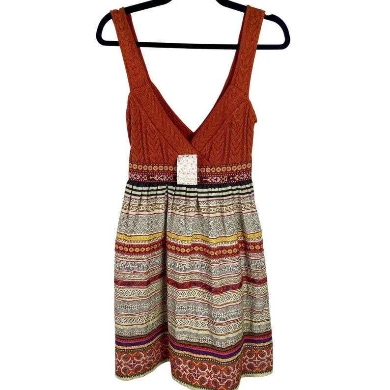 NWT Y2K Free People Mini Dress Sz 4 Small RARE Boho Chic Western Babydoll Aztec image 2