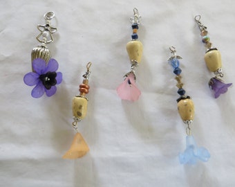Flower Garden Danglers, beaded, dangles, flowers, garden, fairy, ornament, sun catcher