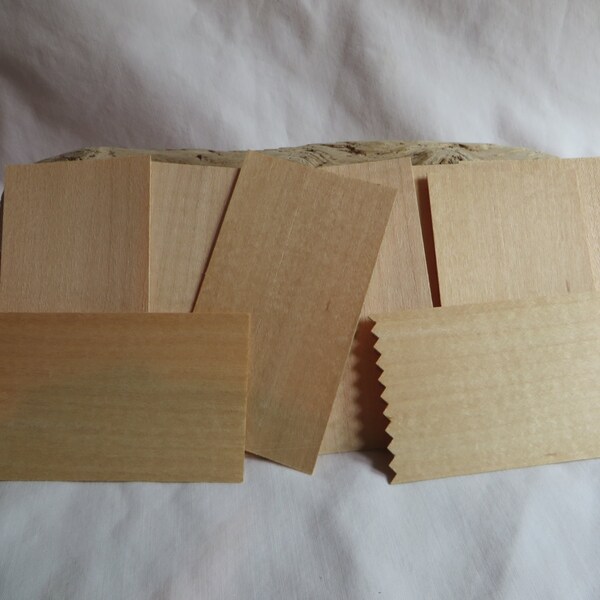 10 Maple Veneer Wooden Cards 3 1/2" x 2", Maple, Veneer, Wooden, Wood, Cards