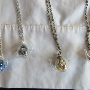Teapot Necklace, Real Flowers, Teapot, Necklace, Flowers, sand, ocean, sea shells, shells