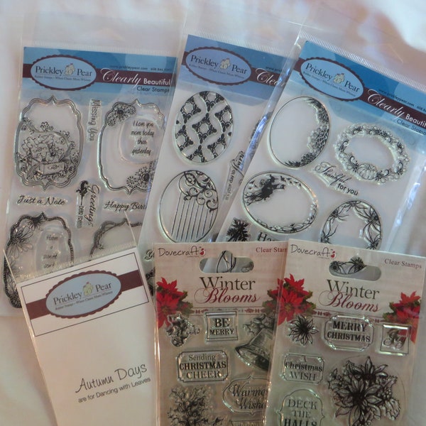 Prickley Pear, Dovecraft, clear stamps, winter blooms, Christmas, clearly beautiful, fall, flourished oval, scalloped oval