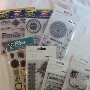 Kaiser Craft, timbres clairs, Little Yellow Bicycle, IO, set, holly bright, peace, cheers, after five, madame boutique, circles, cling, family