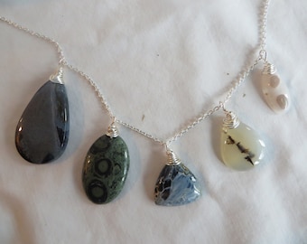 Gemstone Necklaces, necklace, pendant, gemstone, shiva, pietersite, dendritic, Kambaba Jasper, jasper, shiva solar, quartz