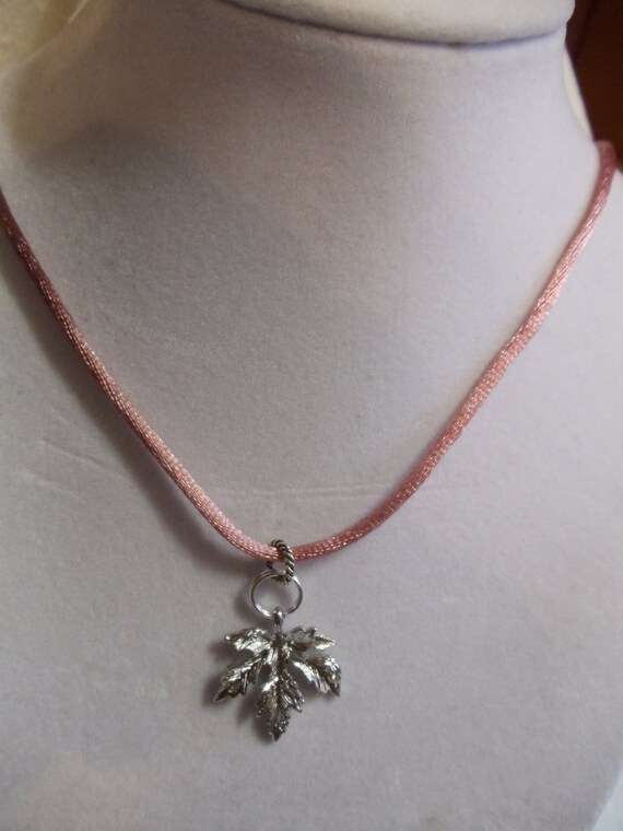 19 Silver Maple Leaf Pendant Necklace On Color Silk Etsy 19 Silver Maple Leaf Pendant Necklace On Color Silk Etsy