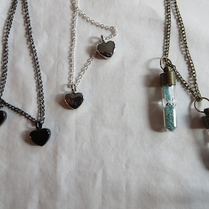 Cremation Heart Pendant Necklace and Hour Glass Necklace, necklace, cremation, memory, heart, ashes, keepsake, stainless, hourglass