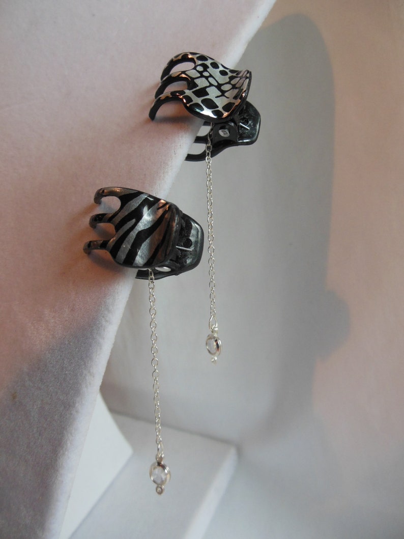 1/2 Silver Hair Clips with Hanging CZ Bead on Chain Etsy