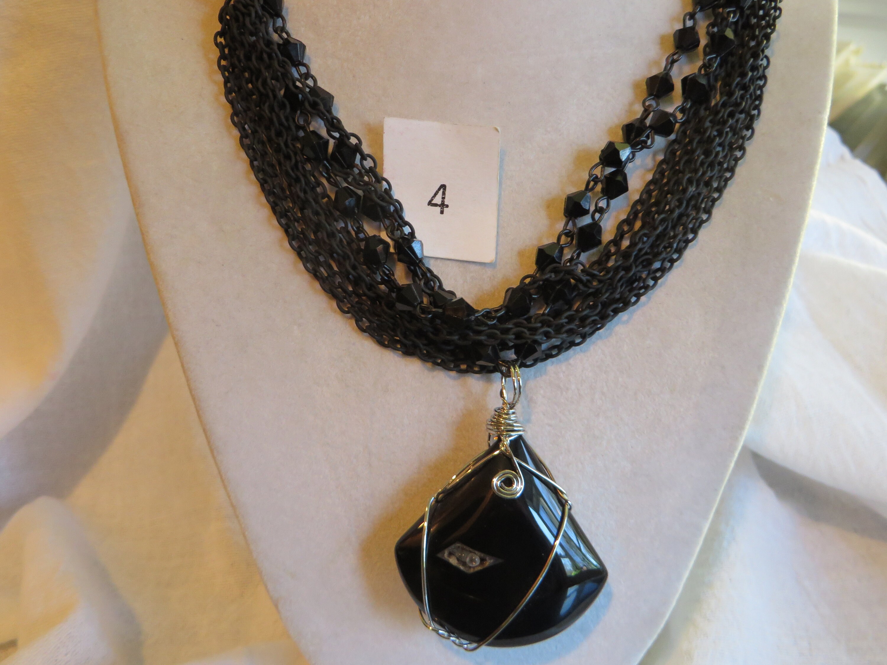 Variety of Necklaces, Beaded, Chip, Black, Wire Wrapped