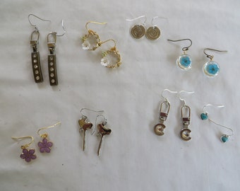 Variety of Earrings, dangles, earrings, hearts, turquoise, flower