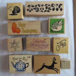 Diverse stempels, stempels, java, tijd voor thee, happy thanksgiving, inkt, rendieren, aardbei, gelukkige verjaardag