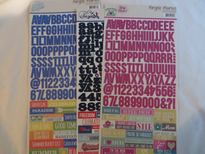 Simple Stories Summer Paradise Heidi Swapp numbers stickers Sea alphabet Hampton Art lol AC Hey Mom American Crafts