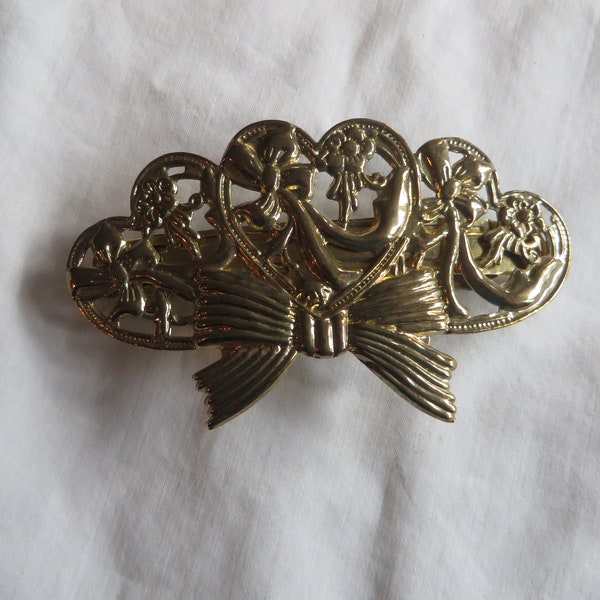 Vintage Hair Clip, Gold Tone